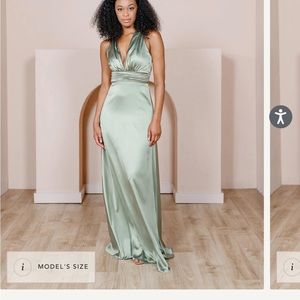 Reverly Dylan Satin Dress in Silver Sage